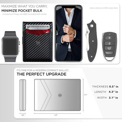 Slim Wallets for Men. Minimalist Bifold Wallet with Money Clip & ID Window. RFID Blocking Credit Card Holder Front Pocket Wallet, Gifts for Men - Husband Father on Birthday Anniversary.