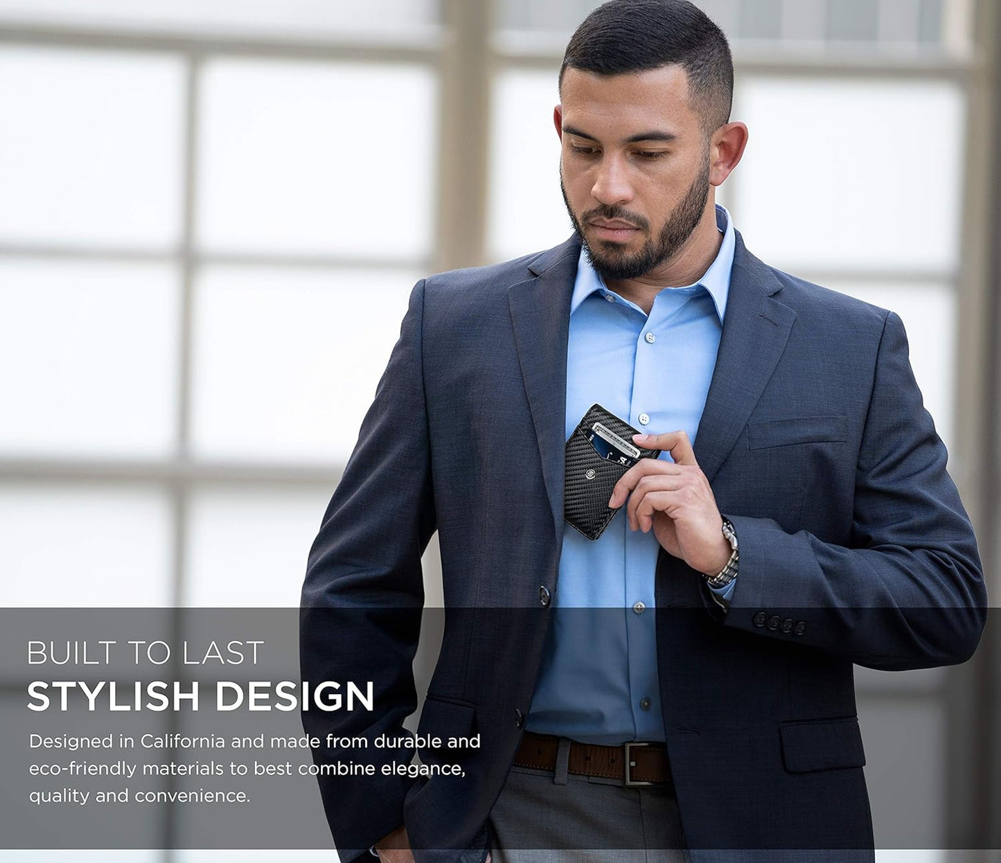 Slim Wallets for Men. Minimalist Bifold Wallet with Money Clip & ID Window. RFID Blocking Credit Card Holder Front Pocket Wallet, Gifts for Men - Husband Father on Birthday Anniversary.