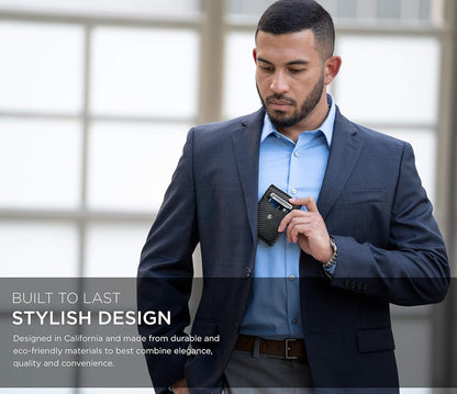 Slim Wallets for Men. Minimalist Bifold Wallet with Money Clip & ID Window. RFID Blocking Credit Card Holder Front Pocket Wallet, Gifts for Men - Husband Father on Birthday Anniversary.