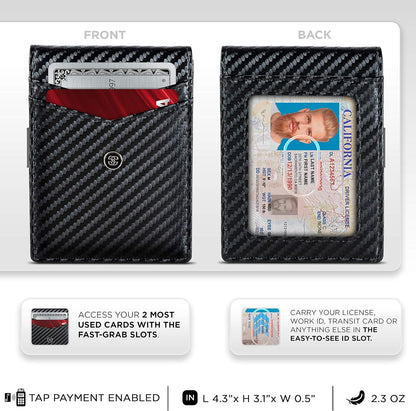 Slim Wallets for Men. Minimalist Bifold Wallet with Money Clip & ID Window. RFID Blocking Credit Card Holder Front Pocket Wallet, Gifts for Men - Husband Father on Birthday Anniversary.