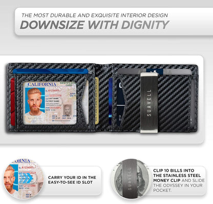 Slim Wallets for Men. Minimalist Bifold Wallet with Money Clip & ID Window. RFID Blocking Credit Card Holder Front Pocket Wallet, Gifts for Men - Husband Father on Birthday Anniversary.